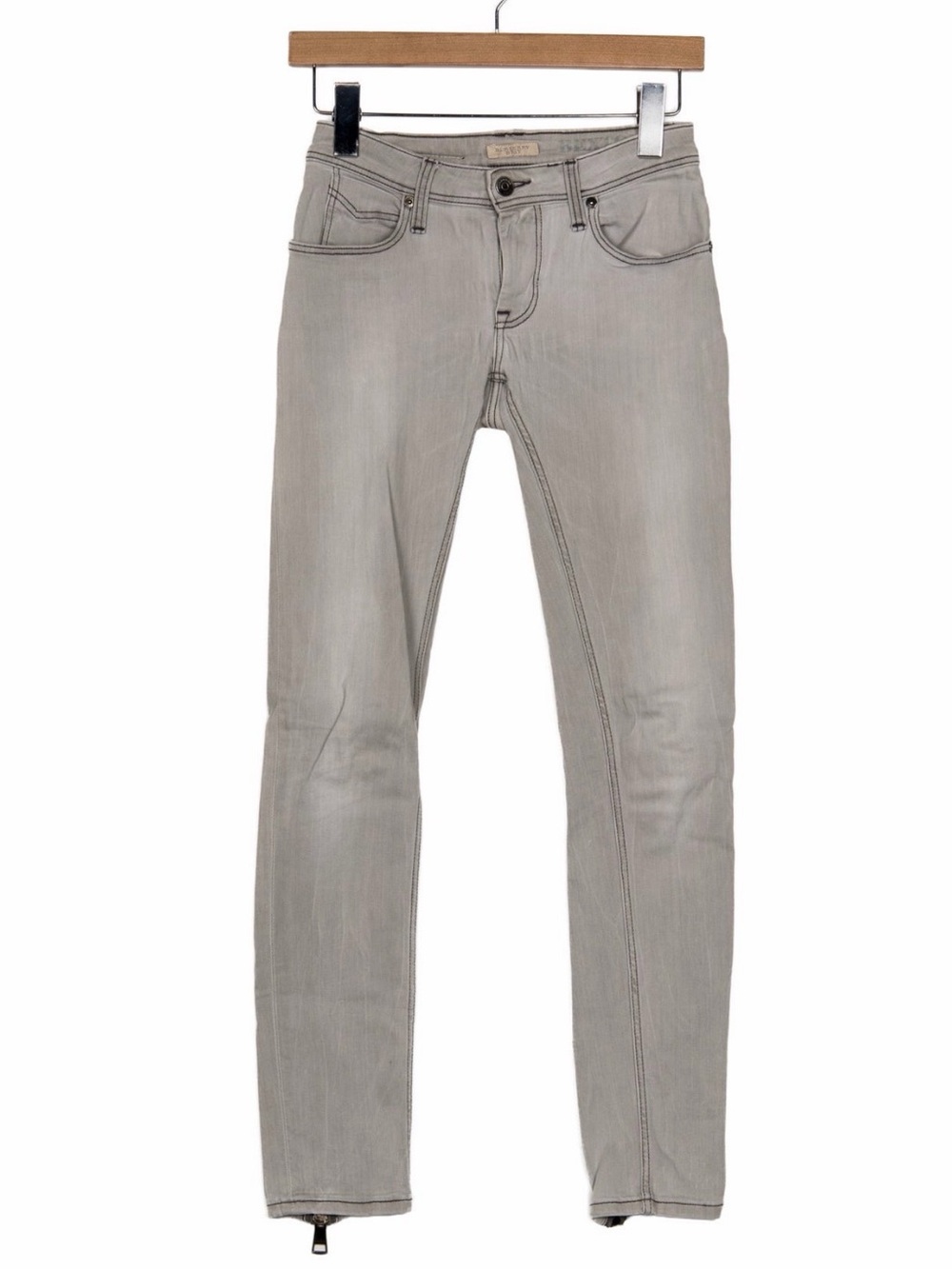 Burberry Brit Mid-Rise Skinny Jeans - Gray